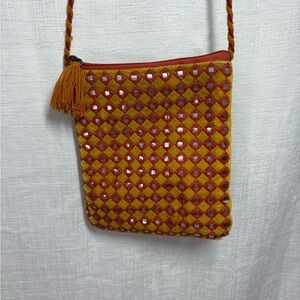 Natura Boho Mirror‑Embroidered Crossbody Purse | Artisan Tassel Bag